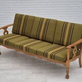 1970s, Danish 3 seater sofa, original condition, furniture wool, solid oak wood.