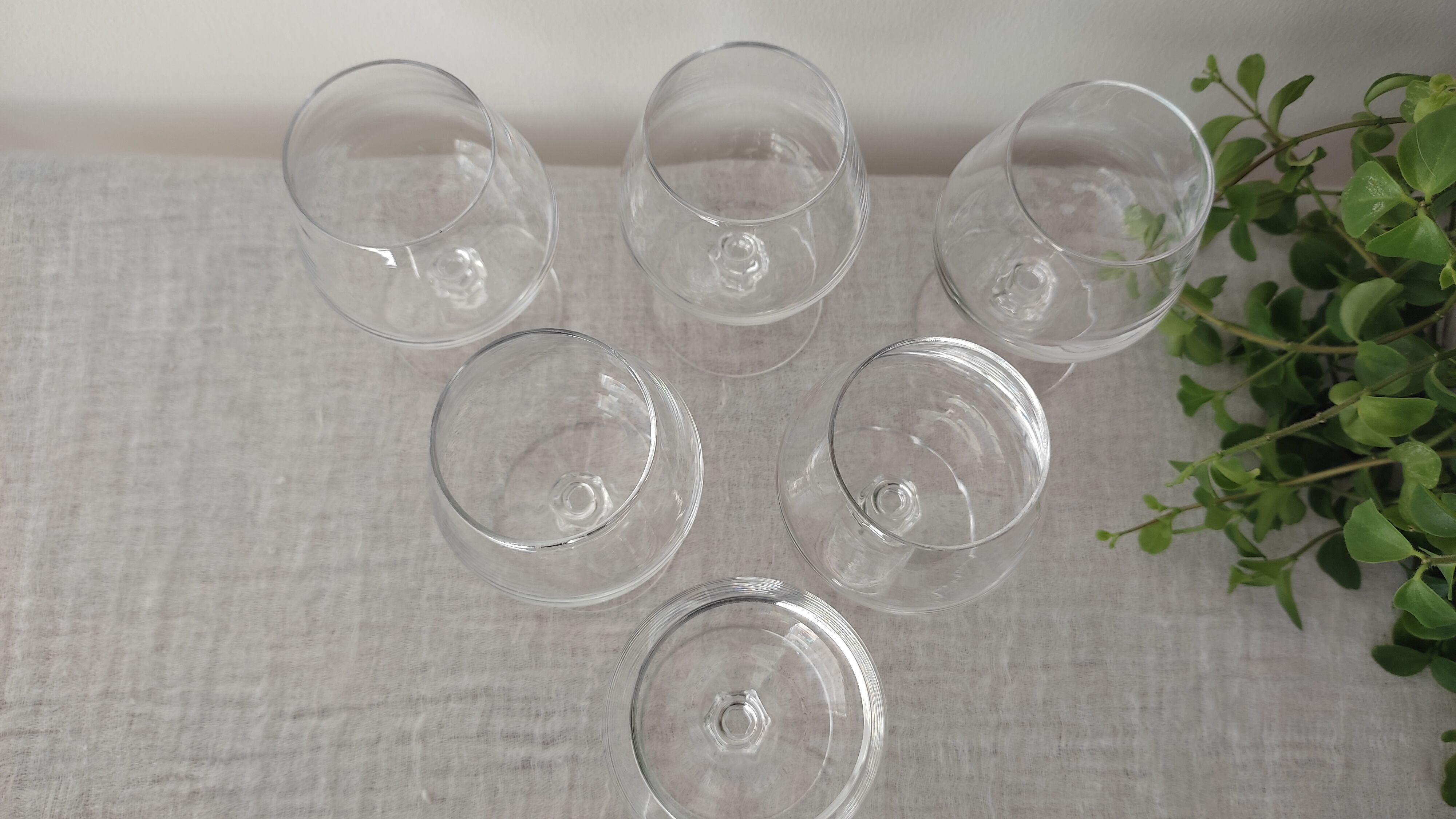 Cognac glasses in vintage arque crystal octagonal foot