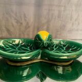 Double compartment dish in Vallauris earthenware decorated with lemon