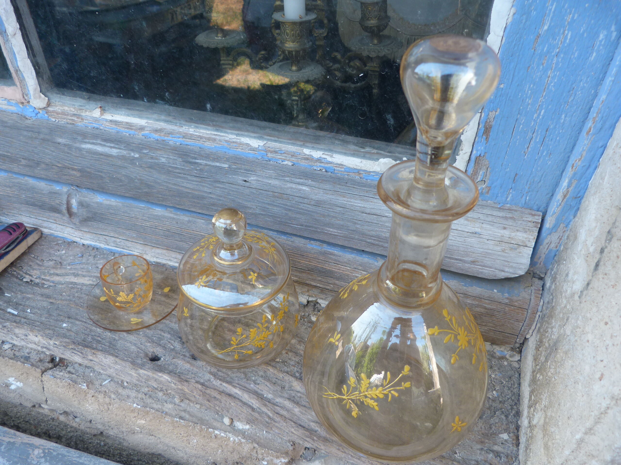 Enamelled glass set Legras Cristallerie de Pantin XVIIIème