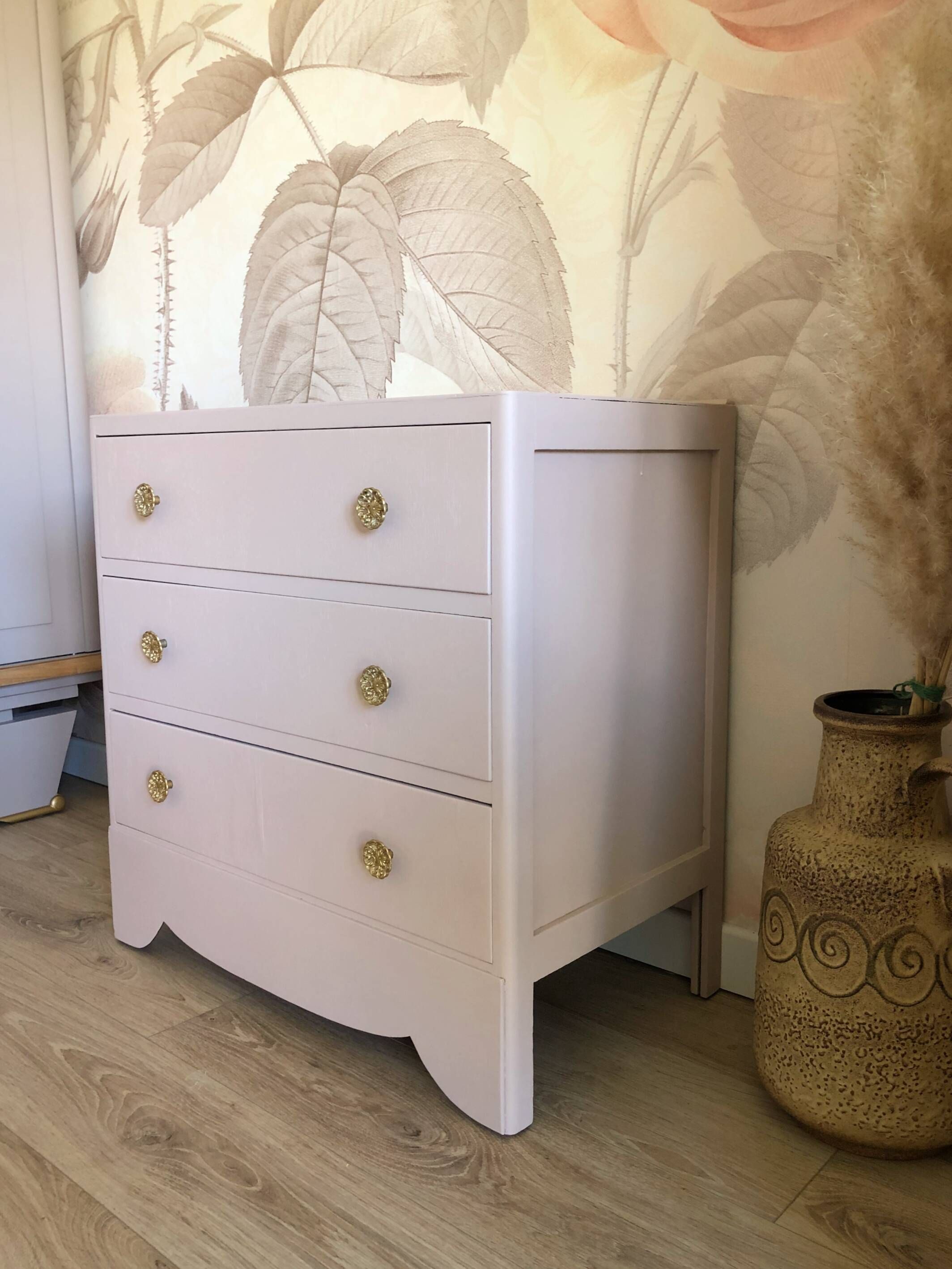 Vintage chest of drawers revisited in old powder pink