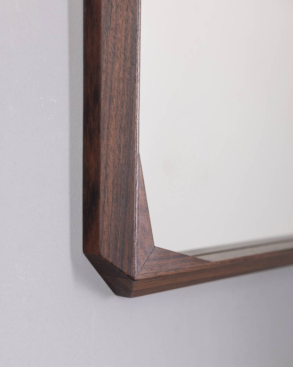 VINTAGE 1960S WALL MIRROR IN WALNUT WOOD DESIGNED BY DINO CAVALLI