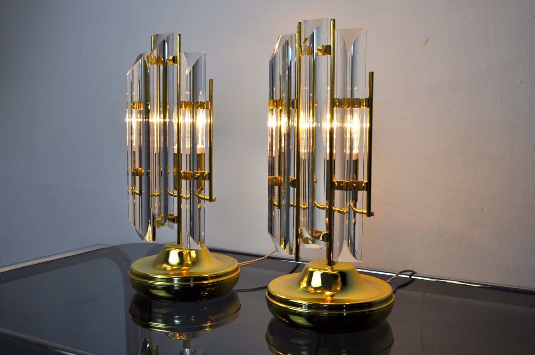 Paire de lampes Triedi Murano, Italie, 1970
