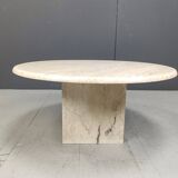 Round travertine coffee table, 1970s