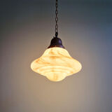 Art Deco suspension in marbled opaline, Scailmont (Belgium), 1920-30