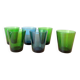 6 verres Vereco verts et bleus Vintage