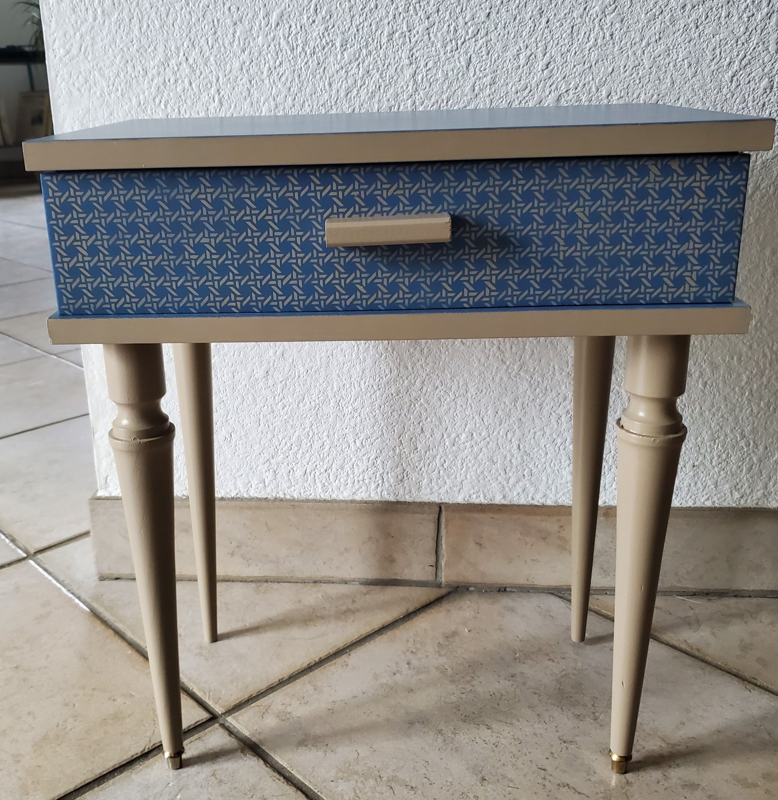Vintage bedside blue restyled