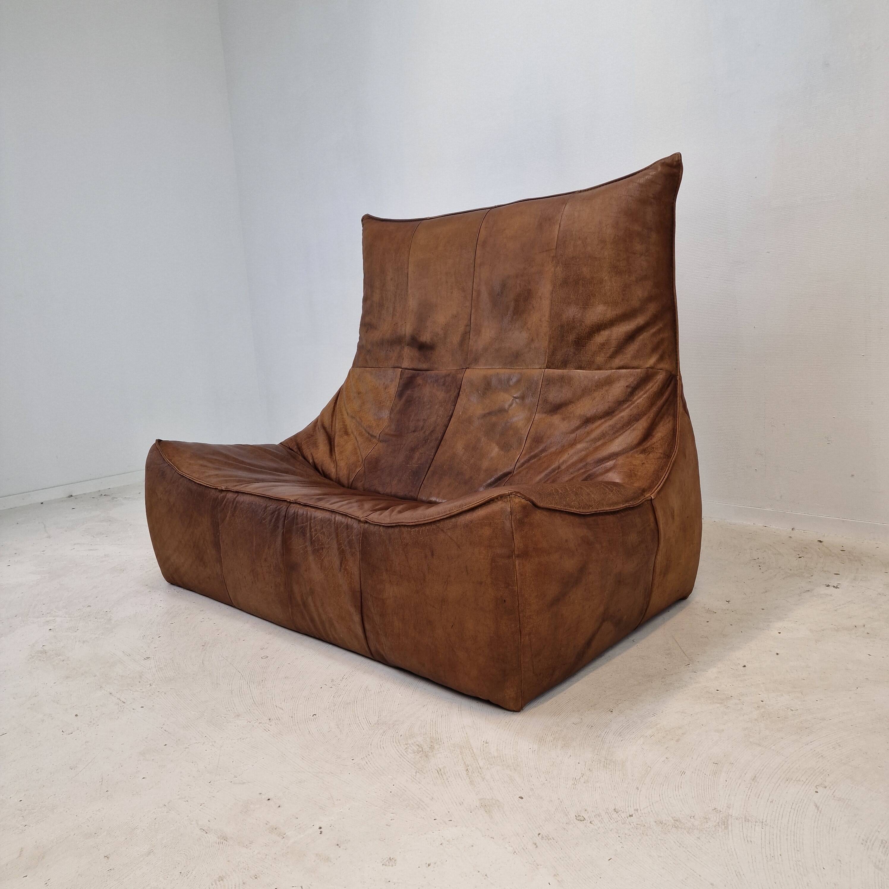 Montis “The Rock” Sofa In Brown Leather By Gerard Van Den Berg, 1970s
