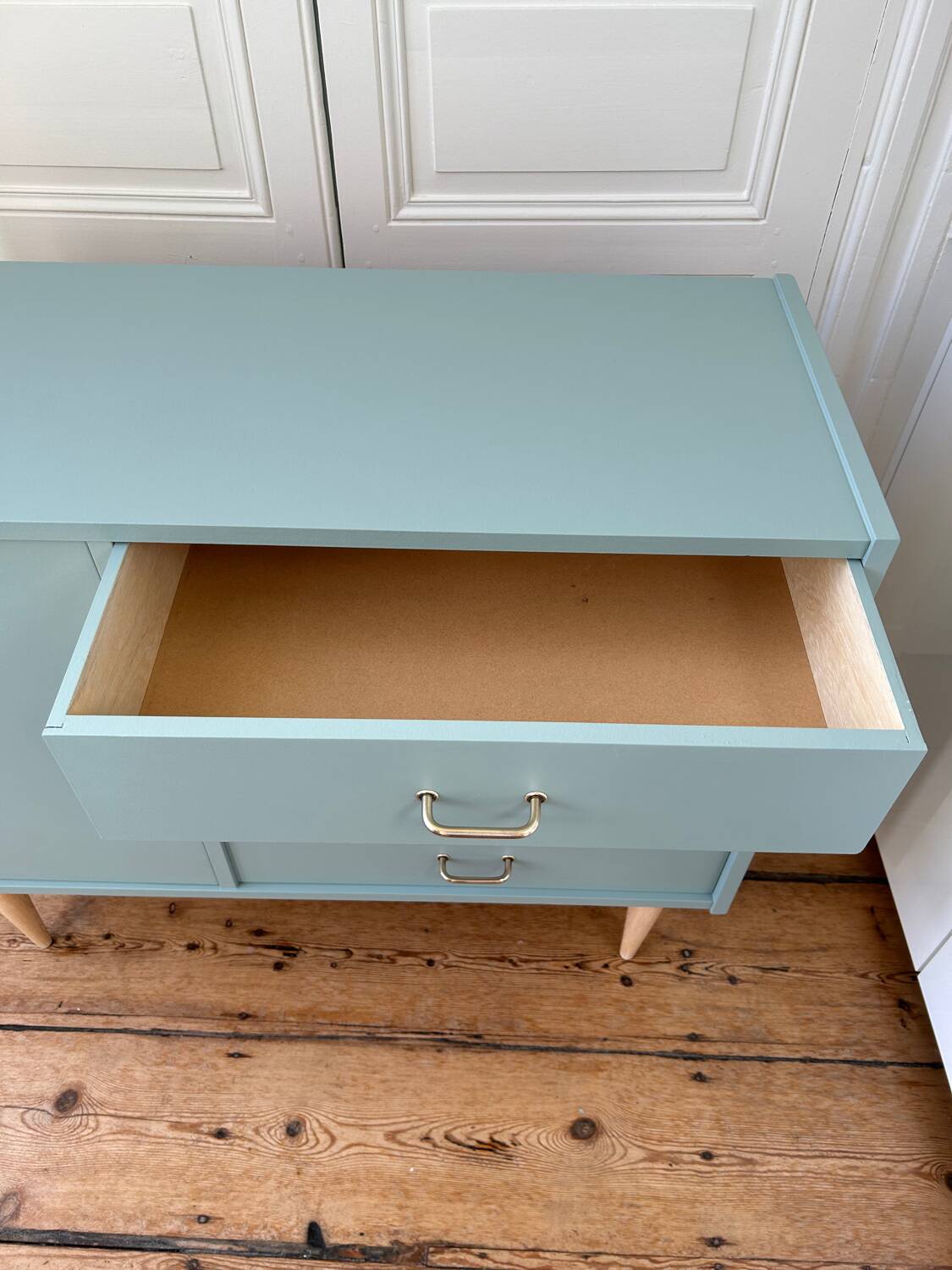 Vintage sideboard revisited in Almond Sarah Lavoine collection (Resources)