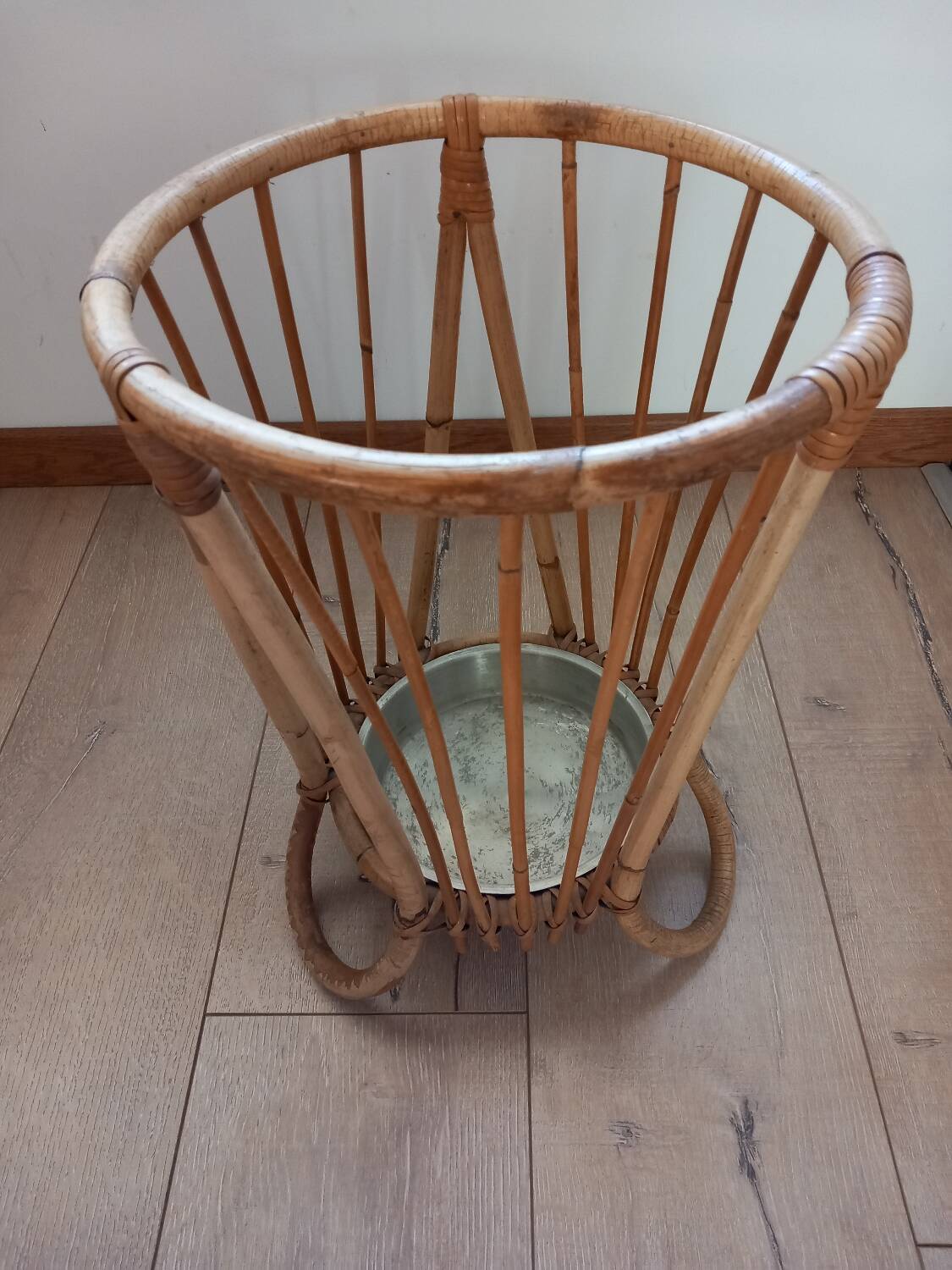 Vintage wicker umbrella stand