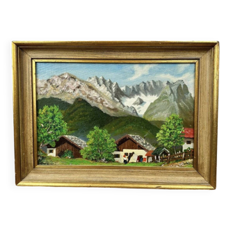 Oil on panel mountain landscape