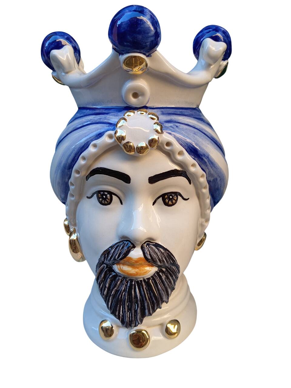 Coppia di Teste di moro siciliane in ceramica