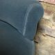 1930 blue velvet hairdresser chair and curved wooden feet