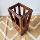Vintage brutalist umbrella stand made of solid wood.