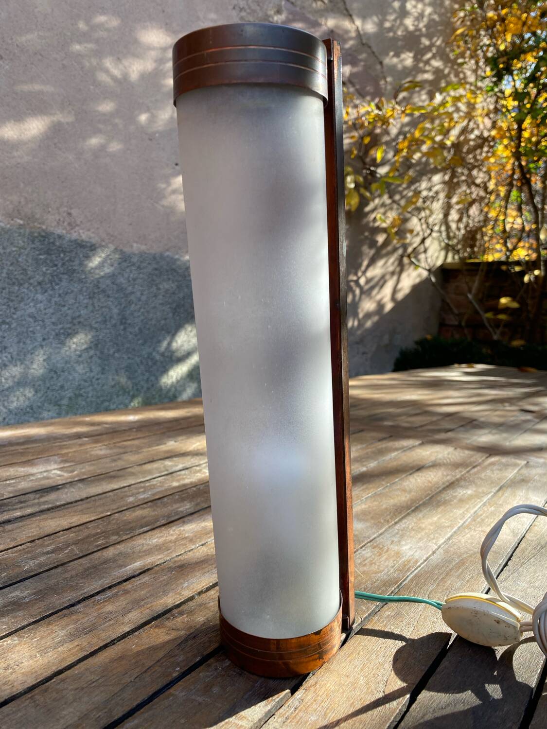 Bauhaus satin glass tube wall light from around 1930.