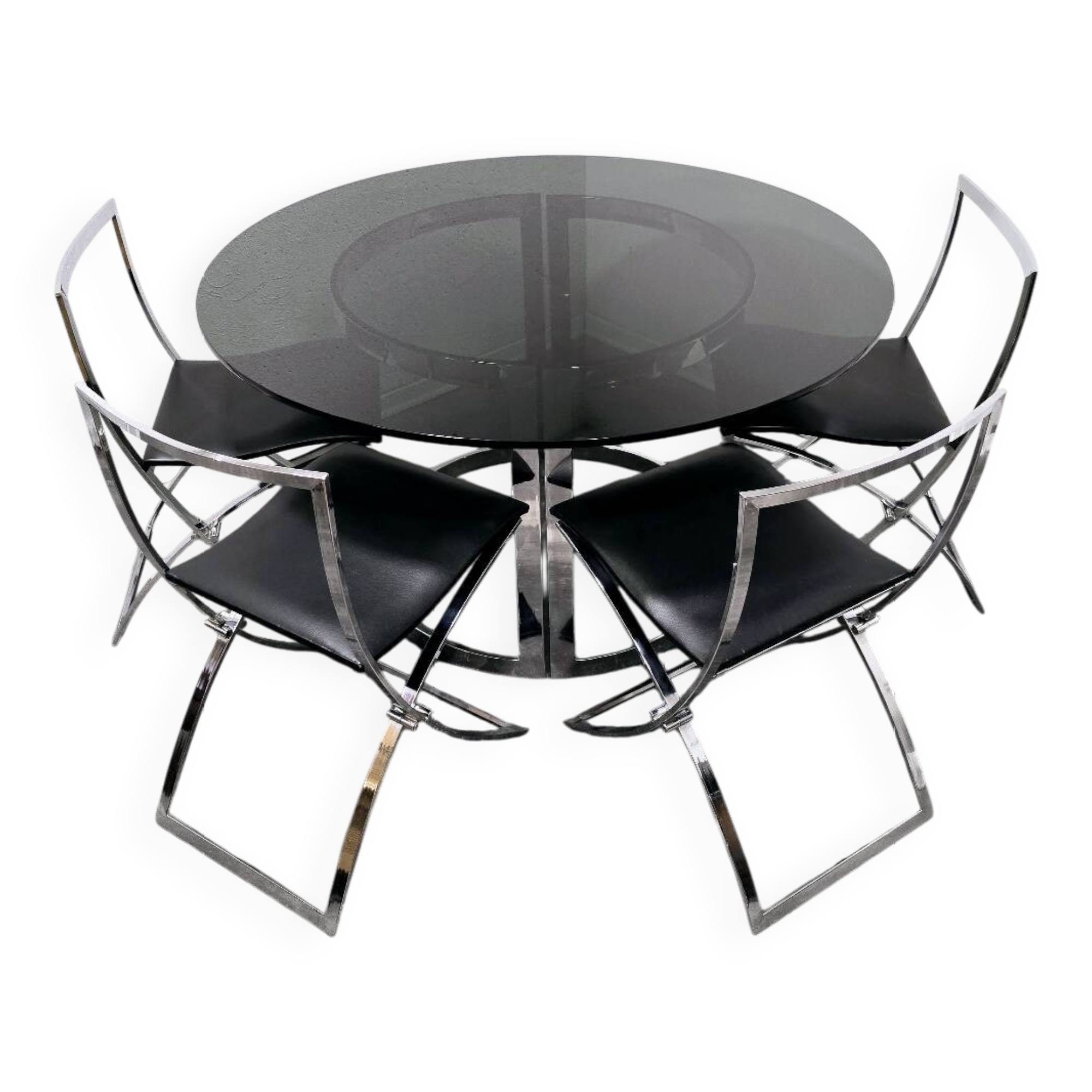 Table de salle à manger Vittorio Introini avec chaises Cuneo 1970