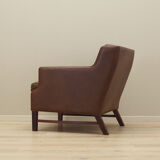 Fauteuil en cuir marron, design danois, années 1960, production: Danemark