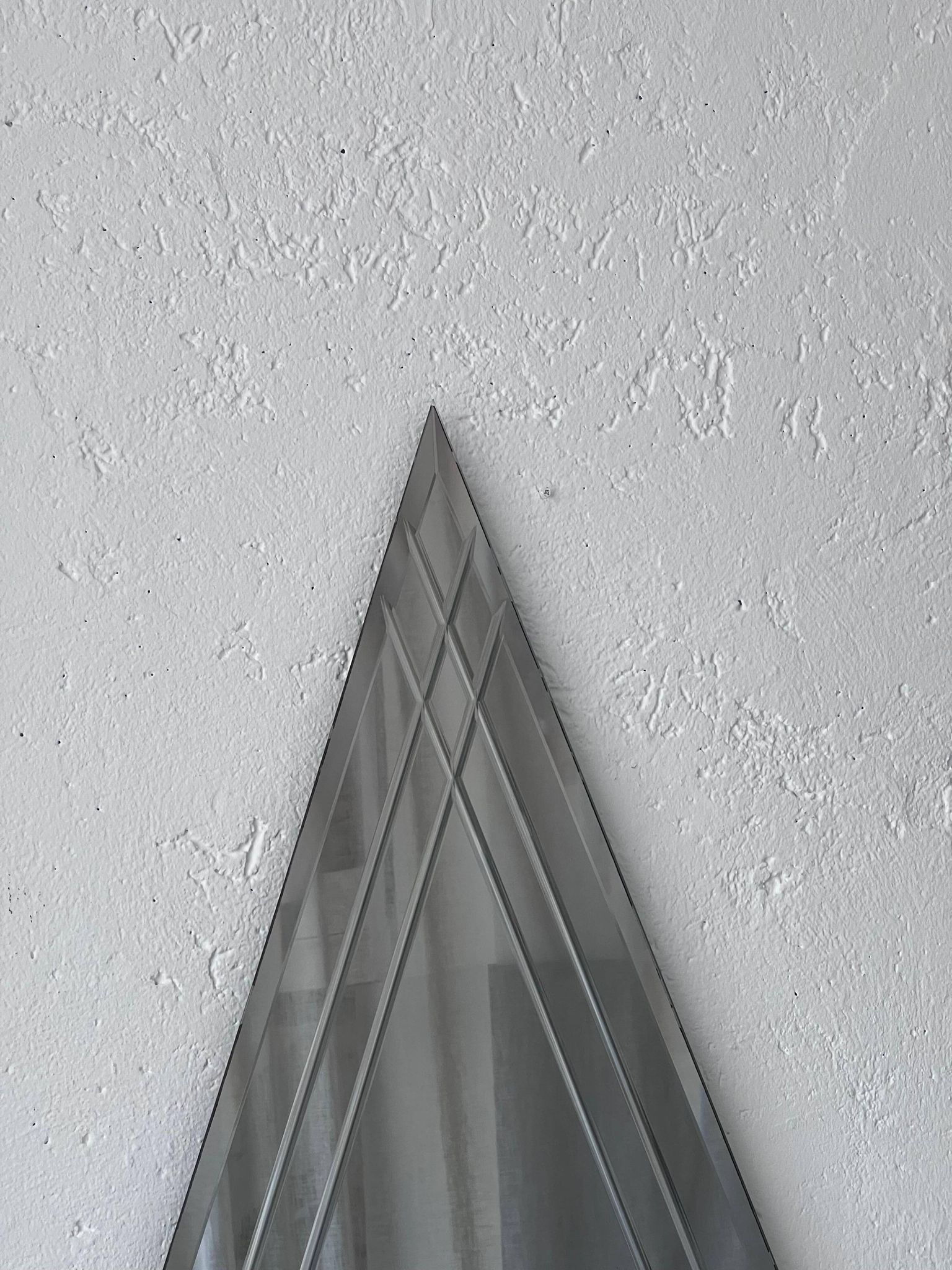 Vintage Big Triangular Wall Mounted Mirror with Beveled Decoration