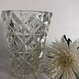 Vase taille diamant verre épais