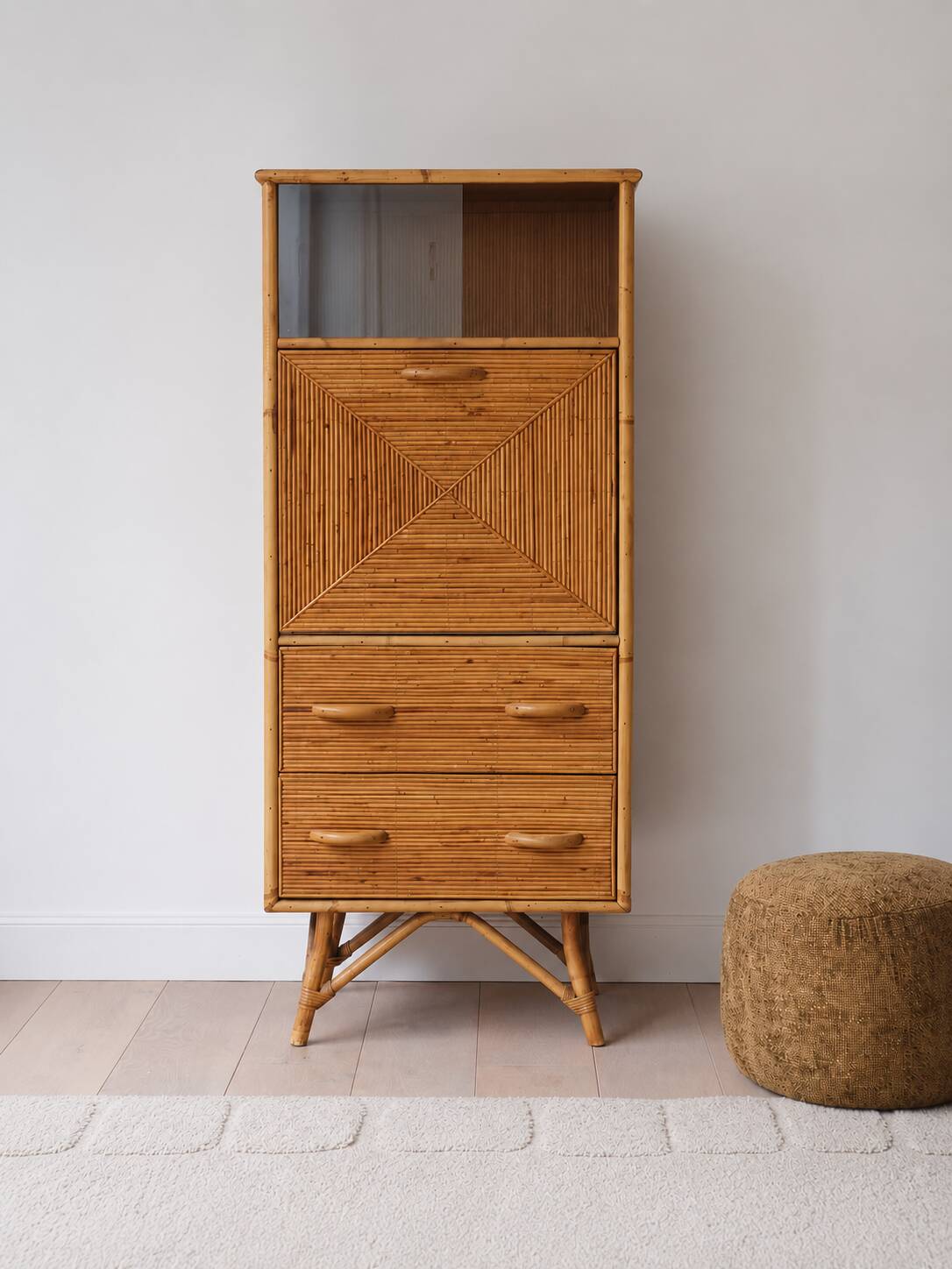 Vintage rattan secretary