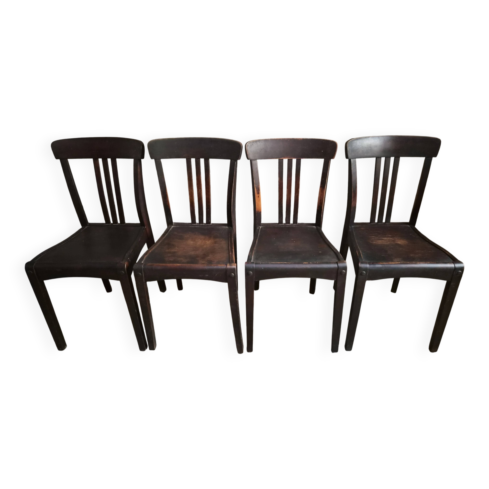 Set of 4 antique French bistro chairs Stella, circa 1900–1920.