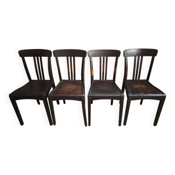 Set of 4 antique French bistro chairs Stella, circa 1900–1920.