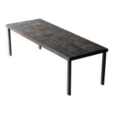 Metal and slate coffee table, circa 1960