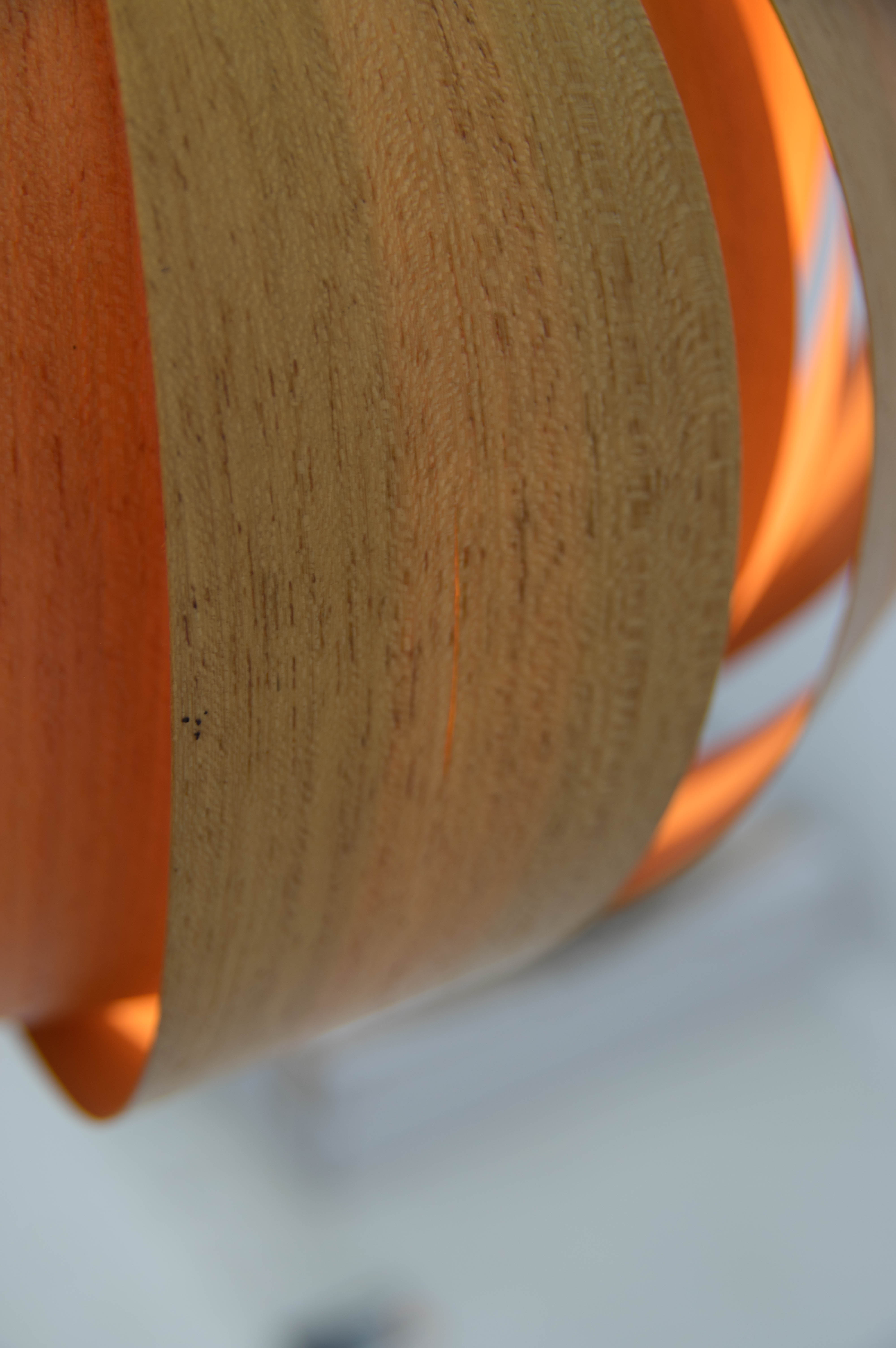 Midcentury Wooden Veneer Pendant, ULUV, 1960s