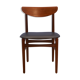 Danish dining chair in teak with new upholstery in black leatherette, 1960s