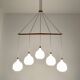 Opaline and Teak Chandelier by Uno and Östen Kristiansson for Luxus