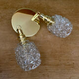 Double vintage tulip wall light in moulded glass.