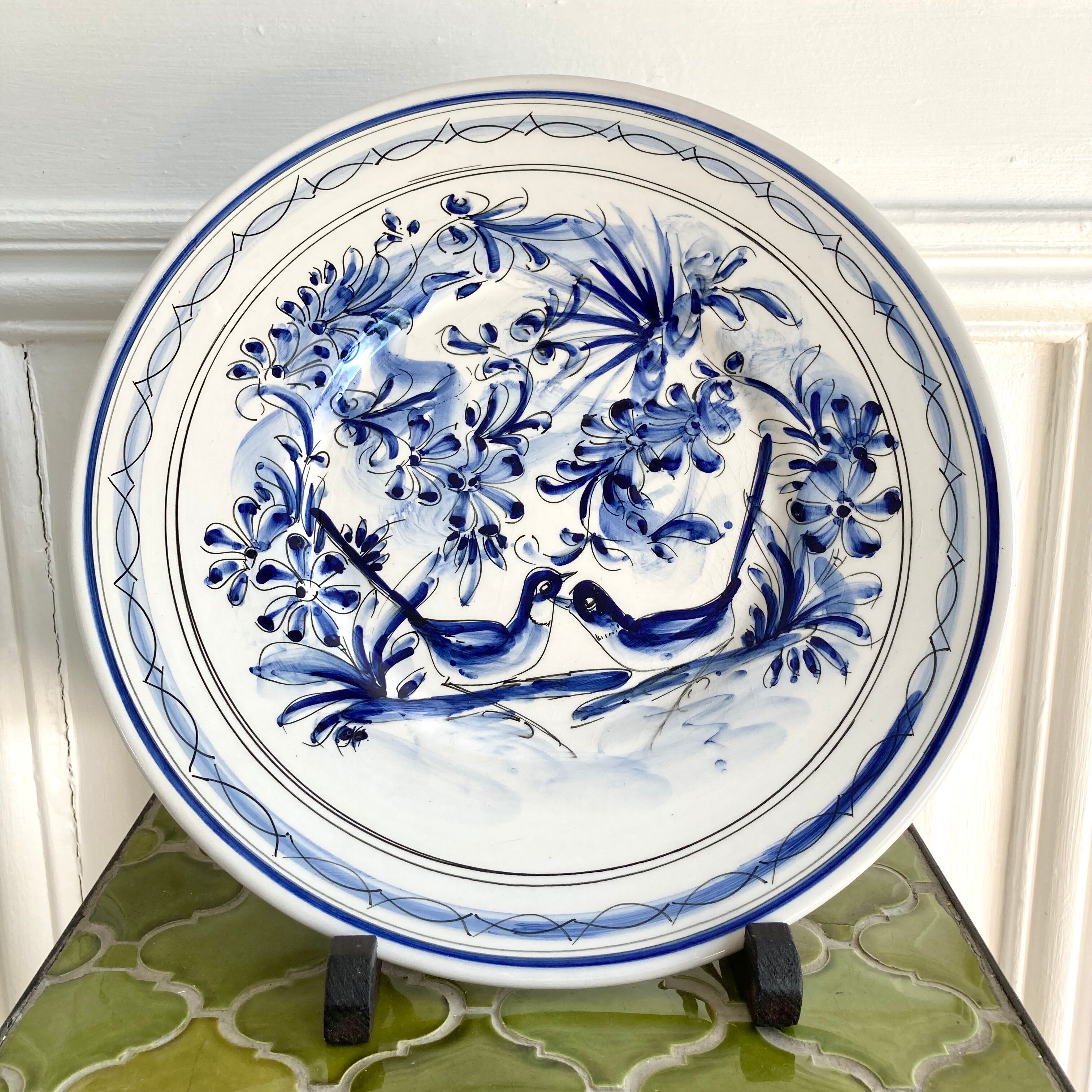Decorative plate ceramic birds