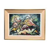 Tableau ancien signé Ferber "Les poissons"