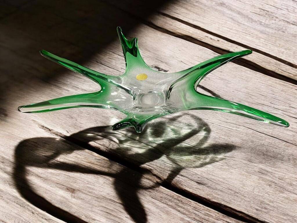 Décoration vintage en verre vert / coupe Braine Le Comte