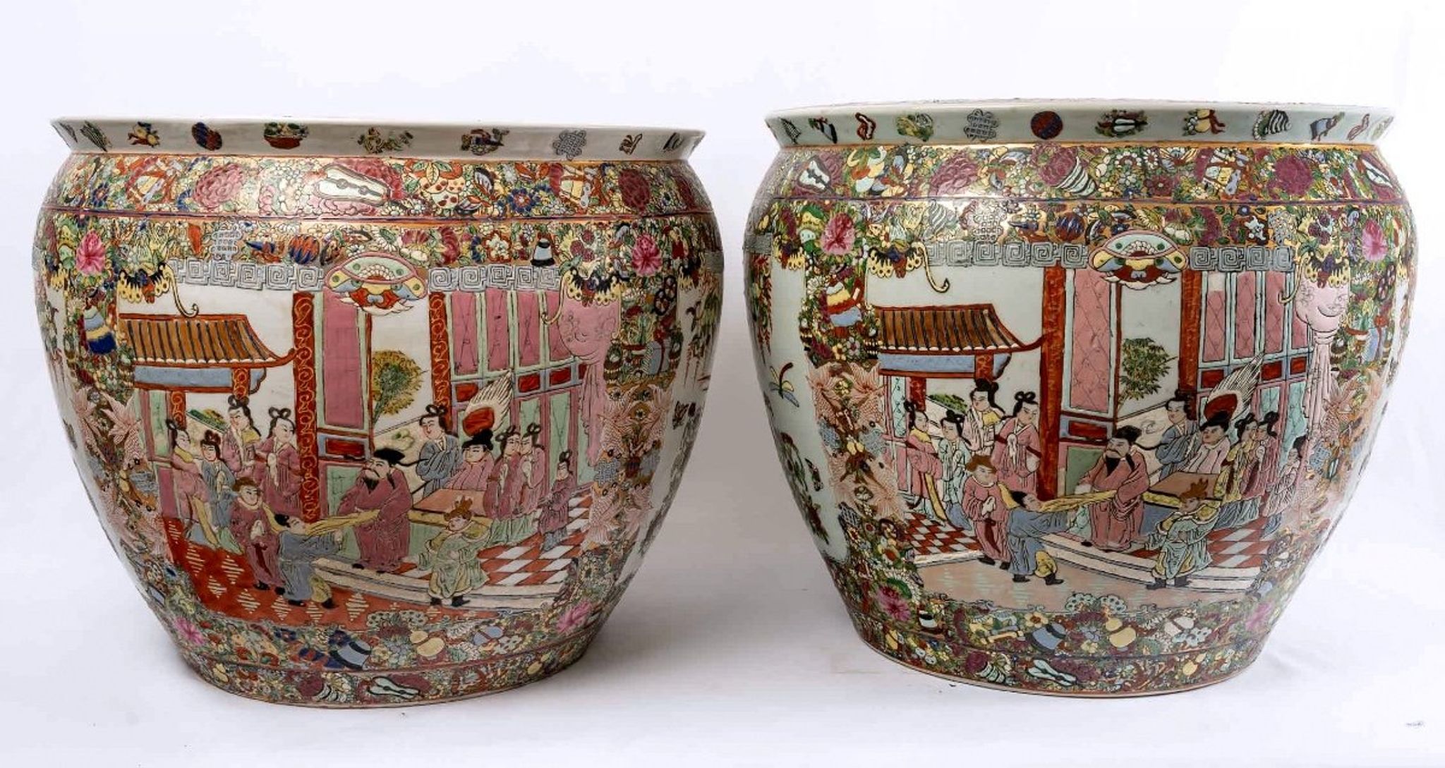 Pair fish aquarium - chinese porcelain - cloisonné enamel - canton - epoch: xxth century