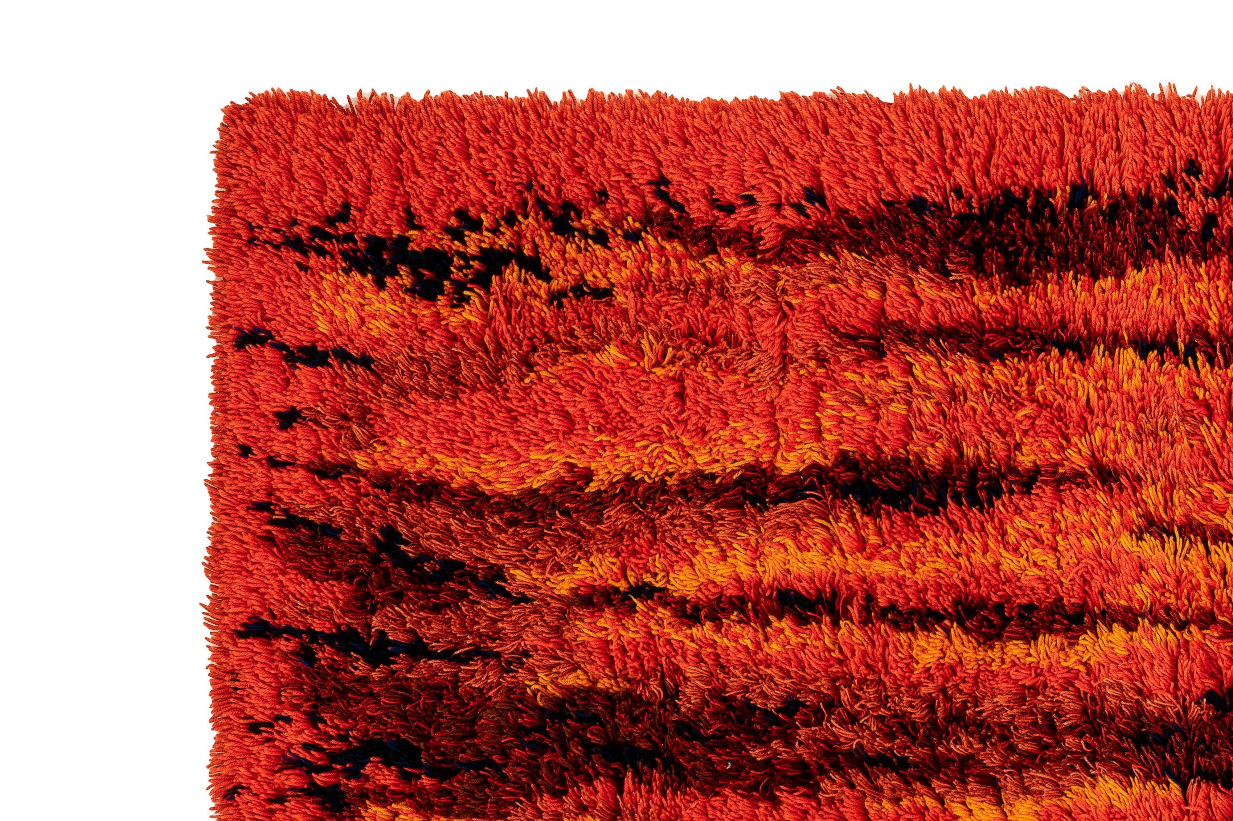 Scandinavian 20th century modern long pile rug 140 x 113 cm