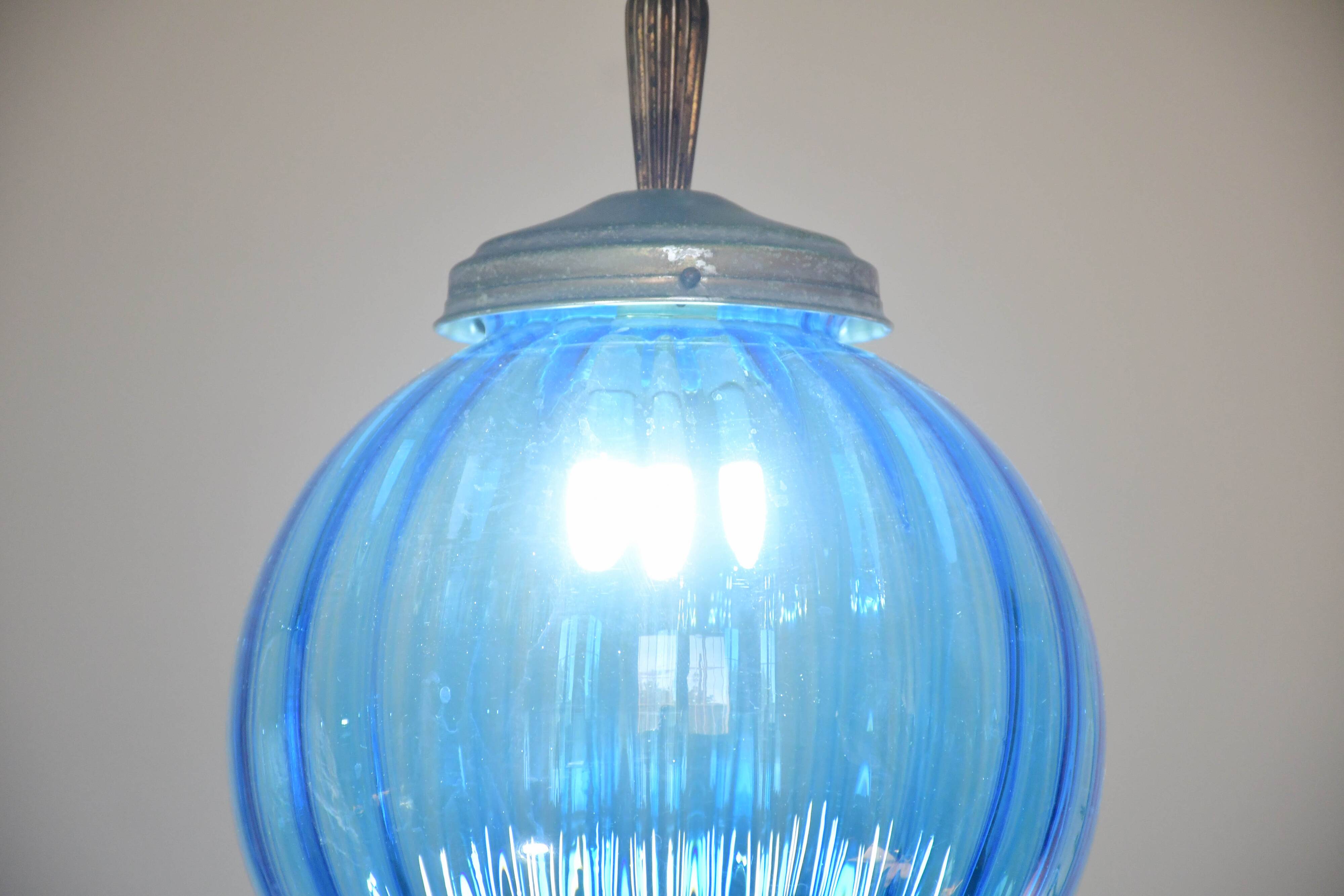 Charming vintage Murano blue glass pendant light, 1960