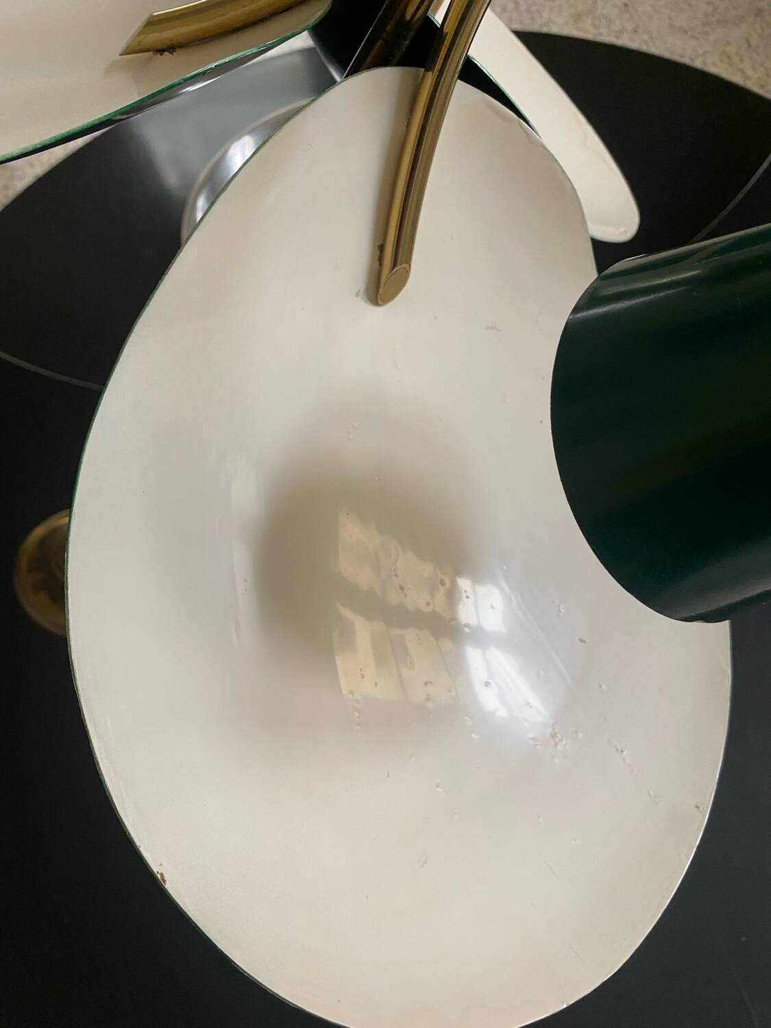 Vintage 3-light chandelier in gilded brass and metal from the 50s