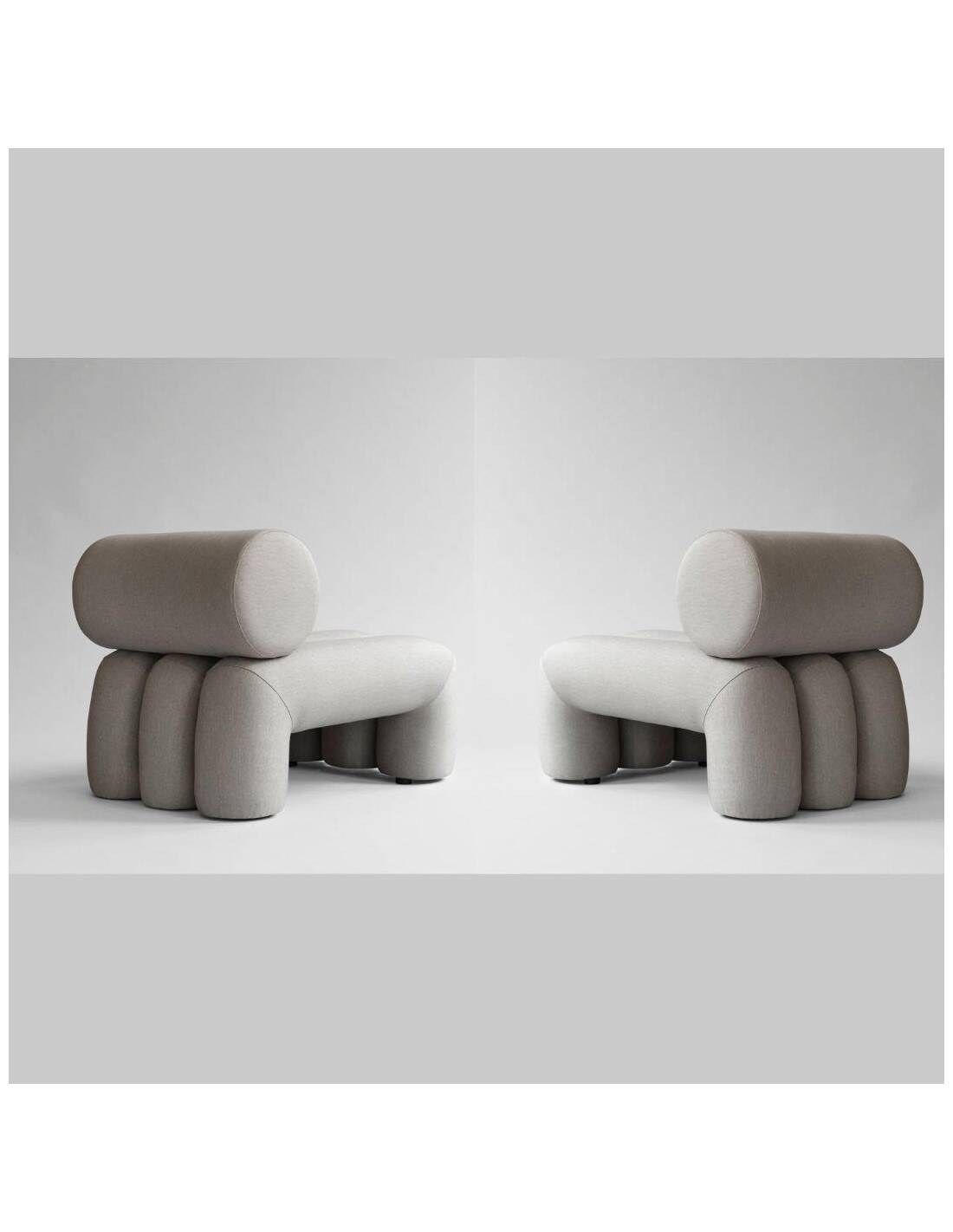 Pair of contemporary armchairs - taupe color - sun-resistant fabric