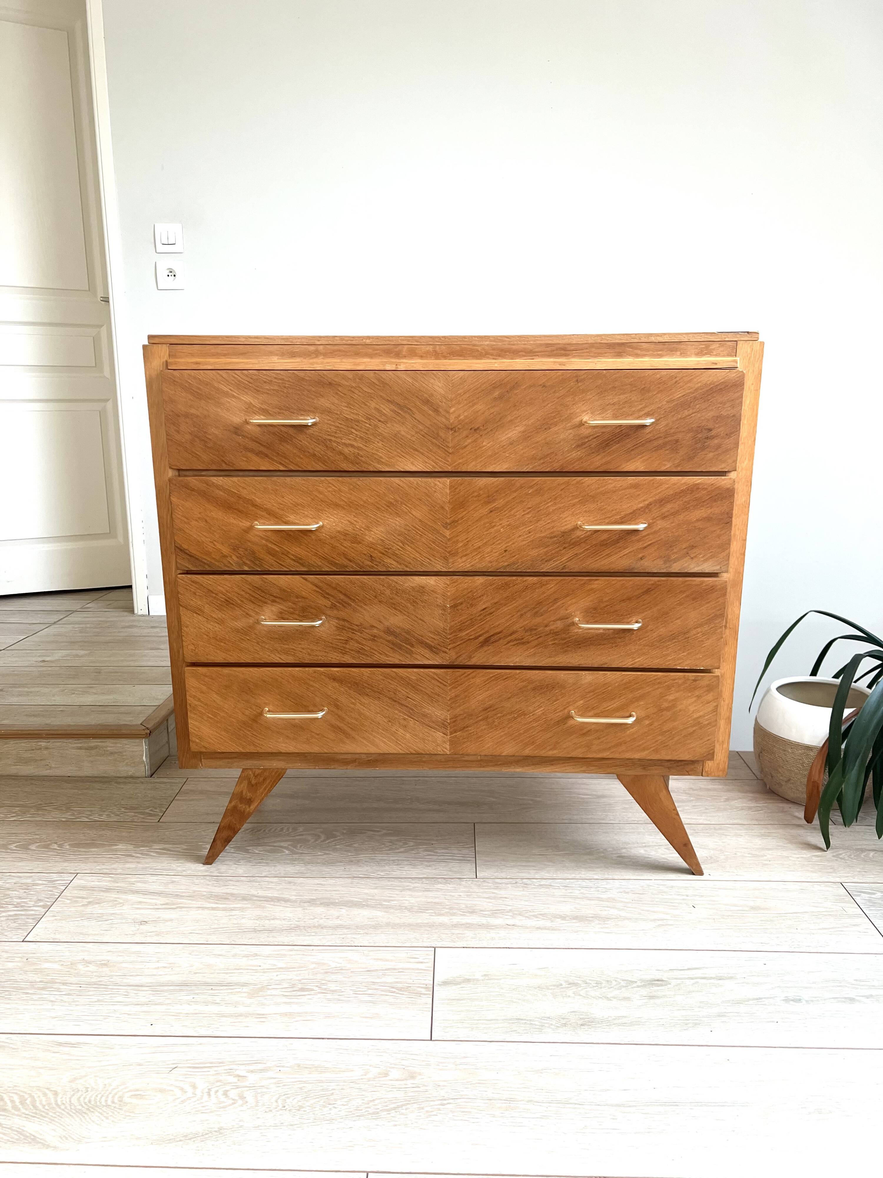 Vintage chest of drawers with compass feet