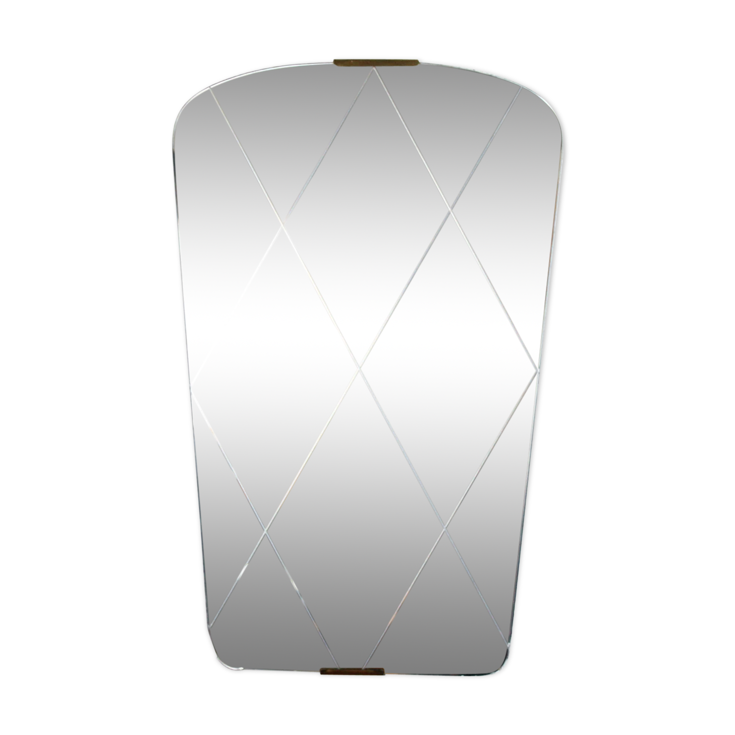Original mirror with its engraved glass diamond pattern 52x33cm