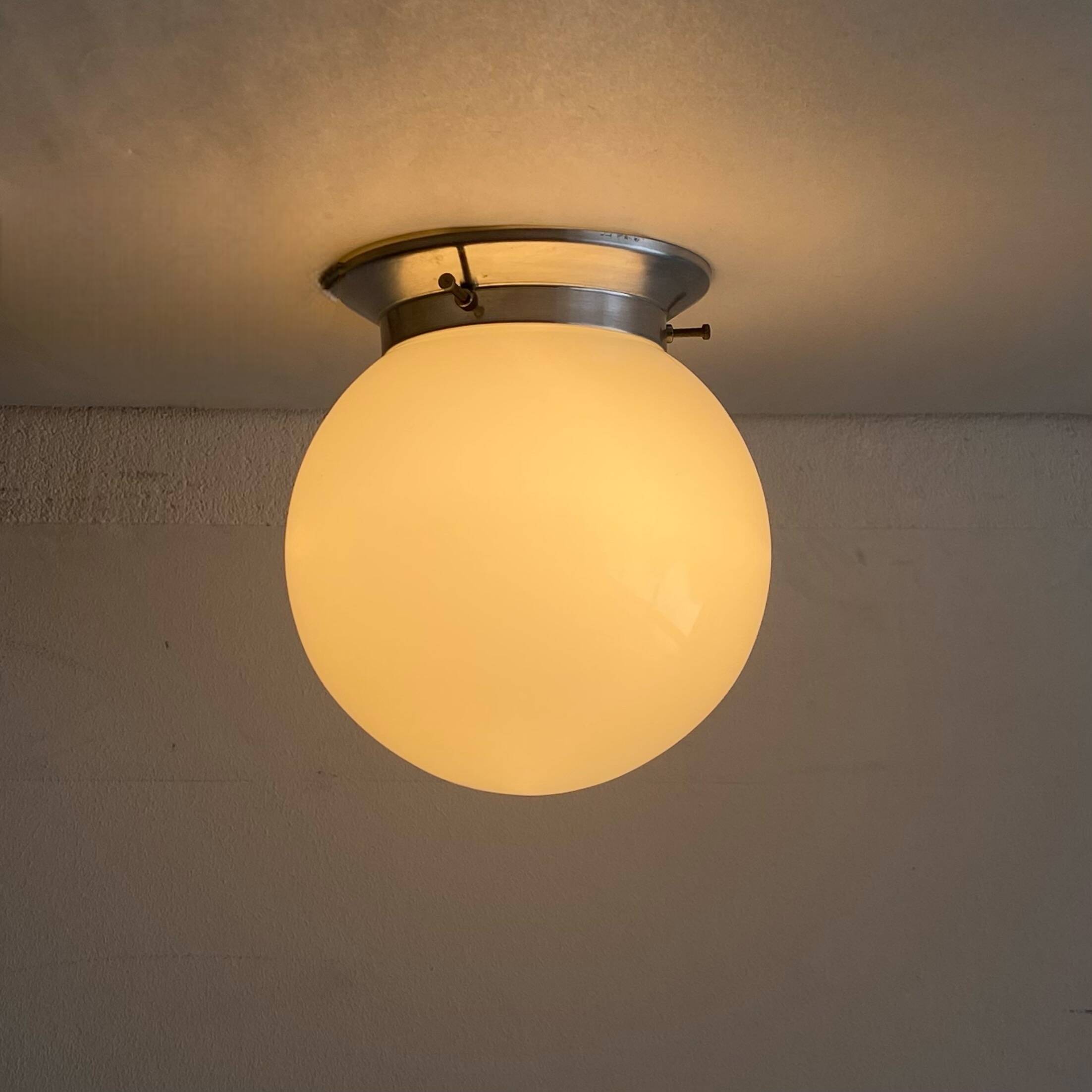 Small wall light ceiling light white opaline glass globe aluminum fixing base LAMP-7335