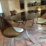 Euro Steel Furniture belgium table and 4 chairs set 1970