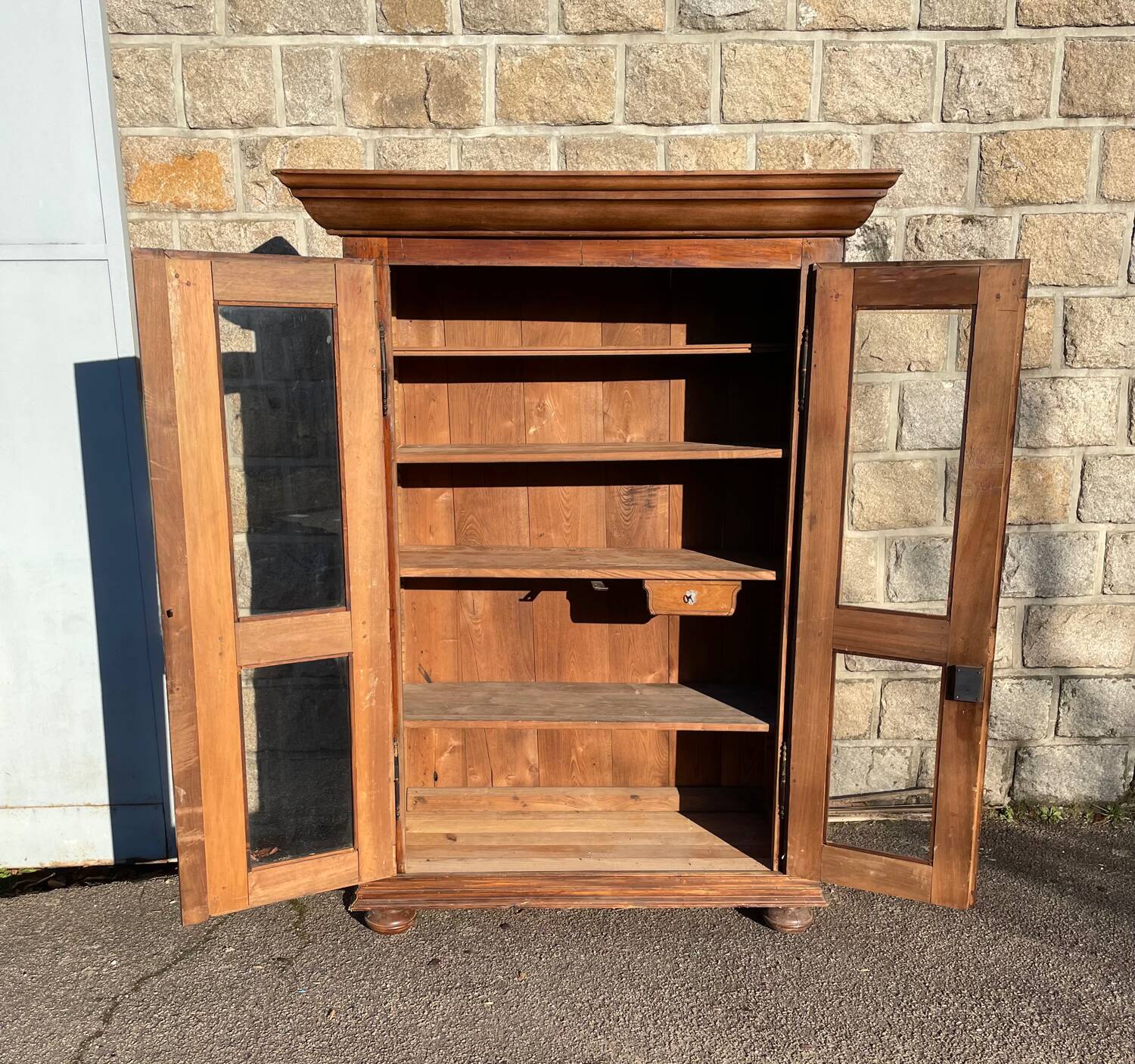 French walnut glass cabinet