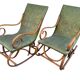 Set de 2 rocking-chairs style thonet en skaï vert