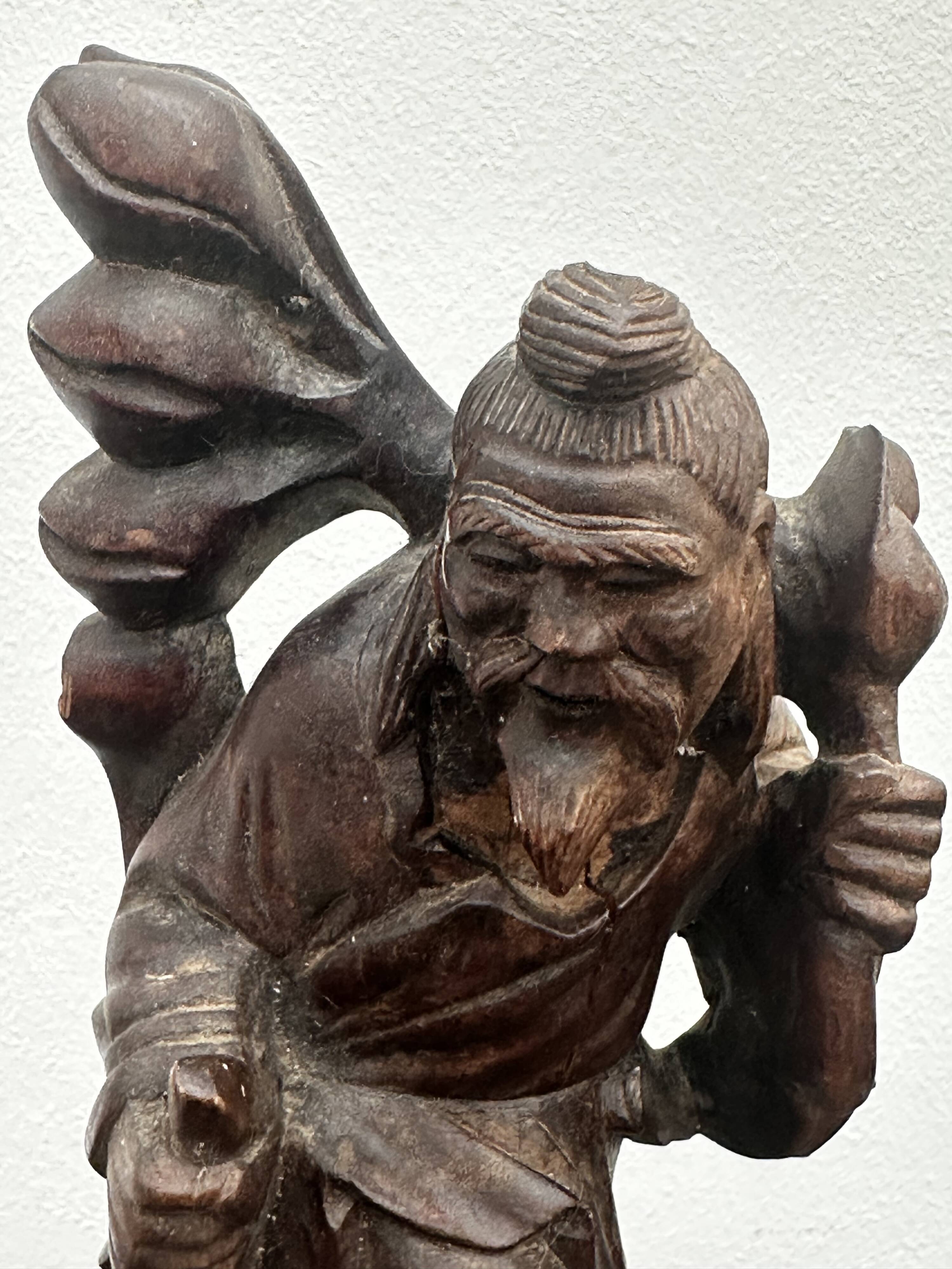 Carved wooden sculpture "Chinese peasant", early 20th century.