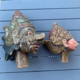 Indonesian wooden puppet heads