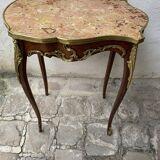 Napoleon III kidney table in Louis XV style with marble top
