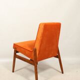 Papaya orange velvet mid century modern 1970s renovated armchair