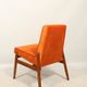 Papaya orange velvet mid century modern 1970s renovated armchair